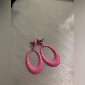 Vintage 80s neon pink dangle earrings